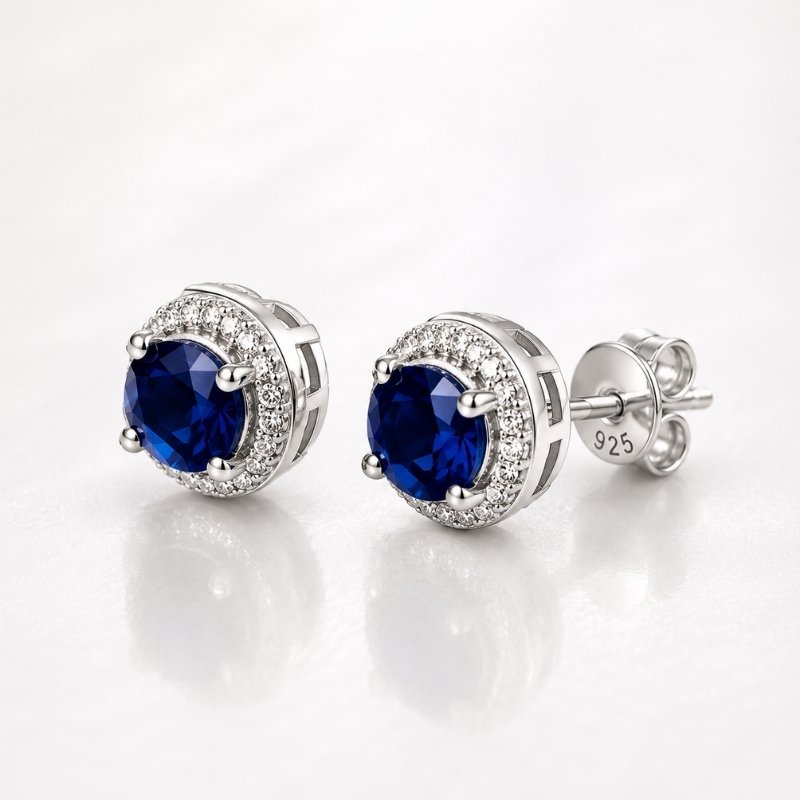 Verdant Halo Elegance Studs Blue