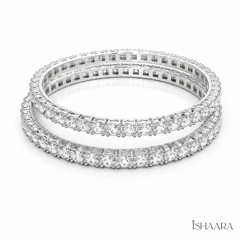 Sterling silver bangles With White Stone