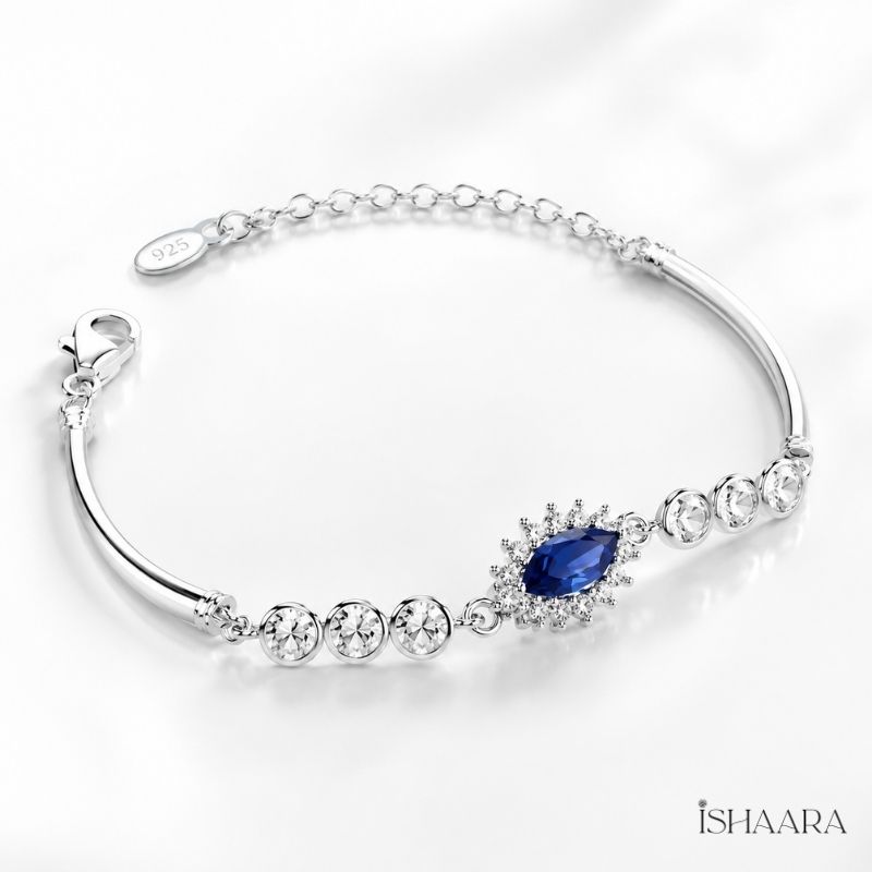 Sterling Silver Bracelet with Blue Stone