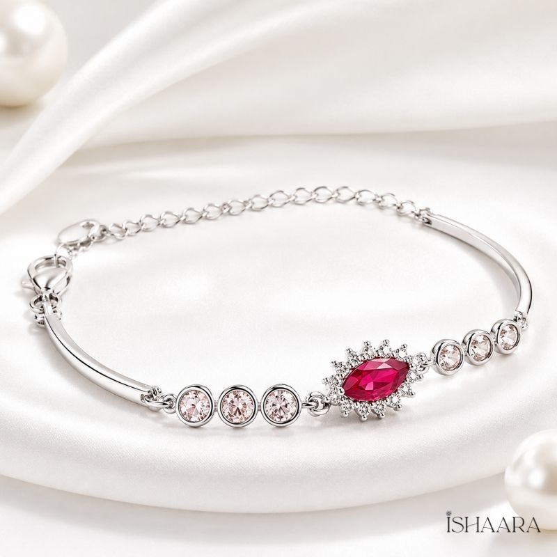 Sterling silver  Bracelet With Red Stone