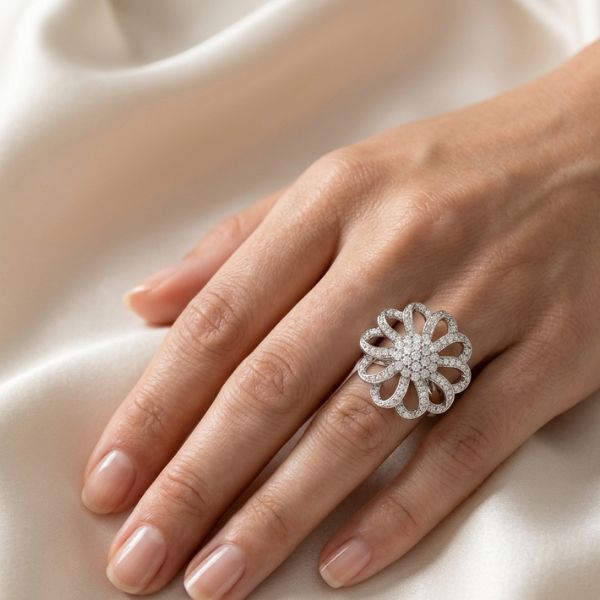 Twilight Bloom Silver Ring