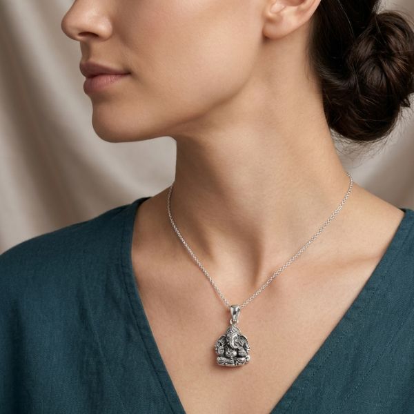 Divine Radiance: Silver Ganesha Pendant
