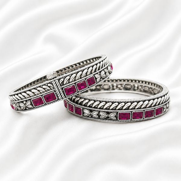 Square Stone Hinged Bangles