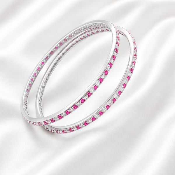 Ruby Glow Sterling Silver Bangle