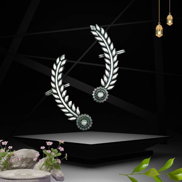 Leaf & Blossom 925 Sterling Silver Cuff Bracelet