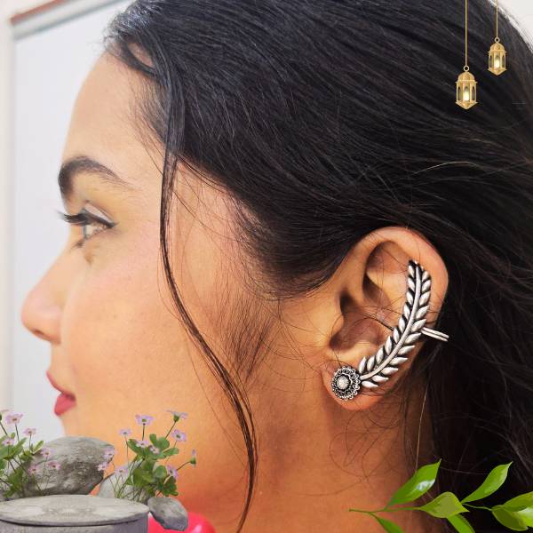 Leaf & Blossom 925 Sterling Silver Cuff Bracelet