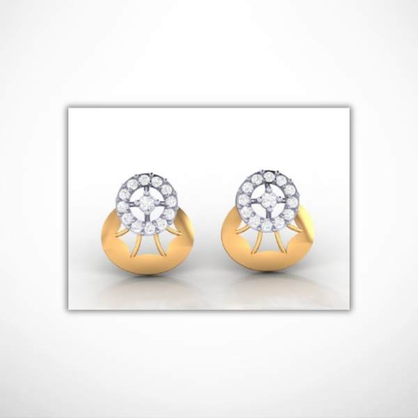 Classic Halo Diamond Gold Stud Earrings