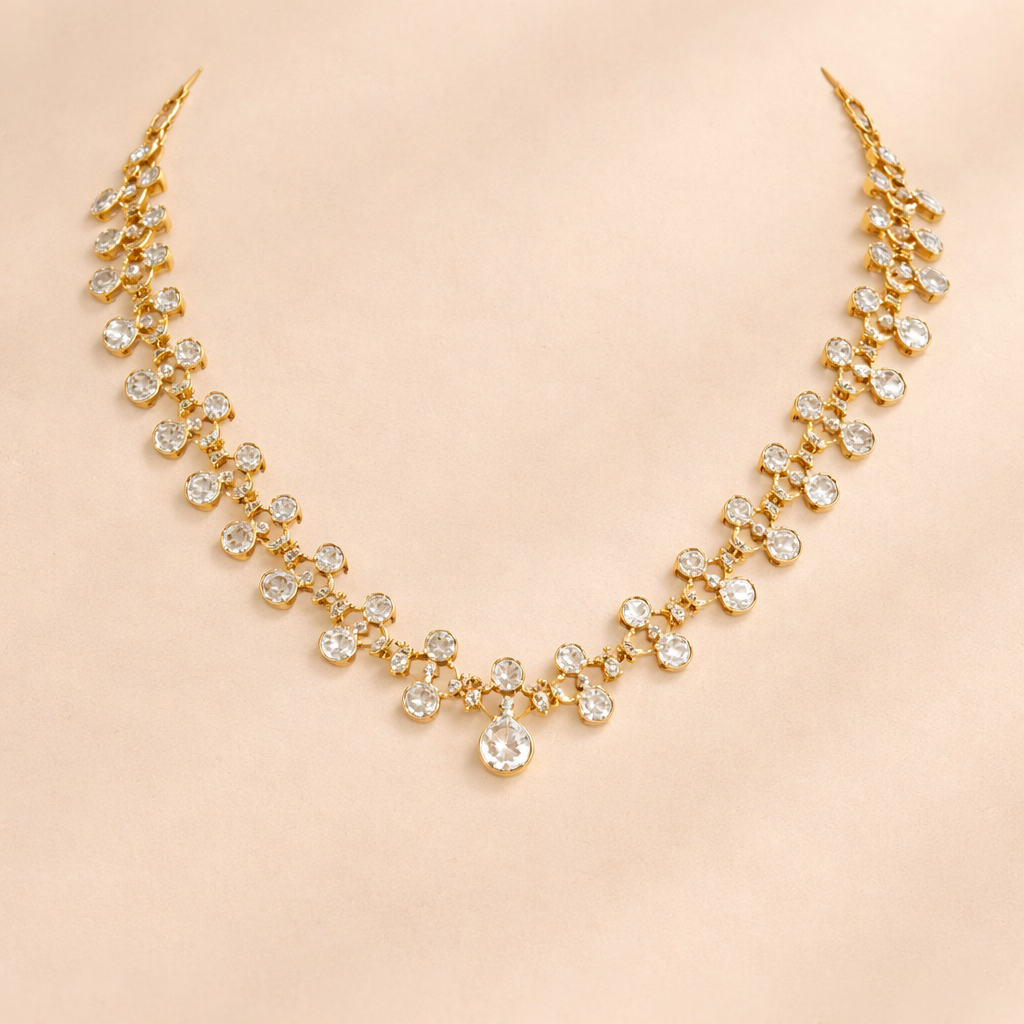 Elegant Diamond Cascade  Gold Necklace